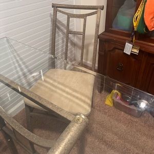 Glass square table with 4 chairs